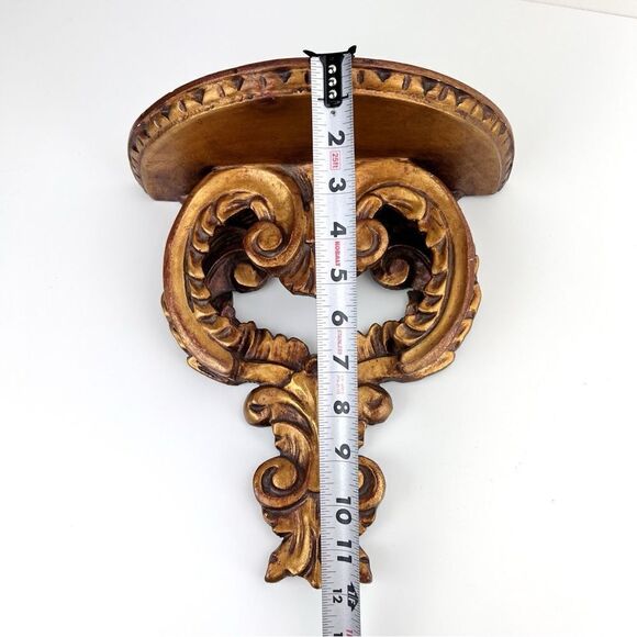 PAIR OF GILT WOOD WALL SHELVES BRACKETS ITALIAN FLORENTINE ROCOCO GOLD GILT - Picture 13 of 16